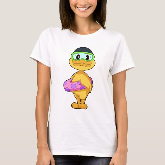 T-shirt Duck Swimming Inflatable float Summer (Devant)