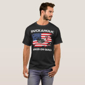T-shirt Duckaholic accroché sur Quack US FLag Funny Duck H (Devant entier)