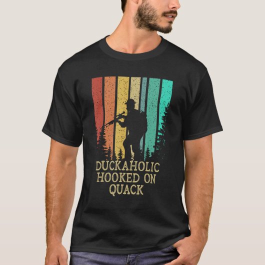 T-shirt Duckaholic Hooked Quack Chasse Cast Autour De Hunt (Devant)