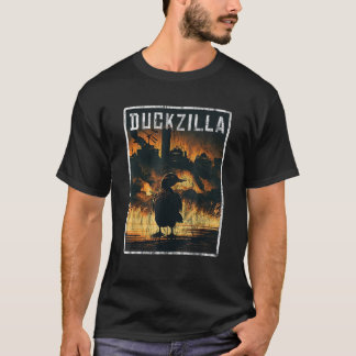 T-shirt Duckzilla Retro Poster Outfit Funny Duck Appareils