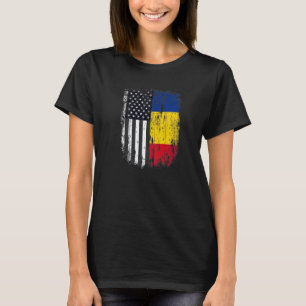 T-shirt Duel Flag Roumanie et citoyen américain duel