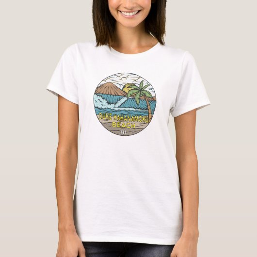 T-shirt Duke Kahanamoku Beach Hawaii Vintage (Devant)