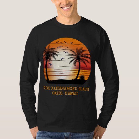 T-shirt Duke Kahanamoku Beach Oahu Hawaii Coucher de solei (Devant)