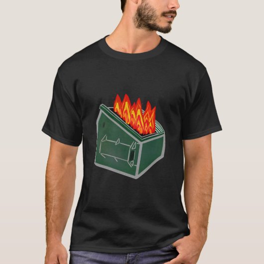 T-shirt Dumpster Fire Garbage Trash Can (Devant)