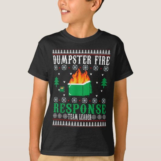 T-shirt Dumpster Fire Resnse Team Leader Christmas Ugly Sw (Devant)