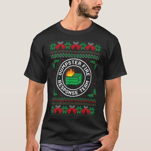 T-shirt Dumpster Fire Resnse Team Ugly Christmas Sweater X (Devant)