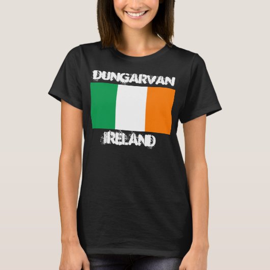 T-shirt Dungarvan, Irlande avec drapeau irlandais (Devant)