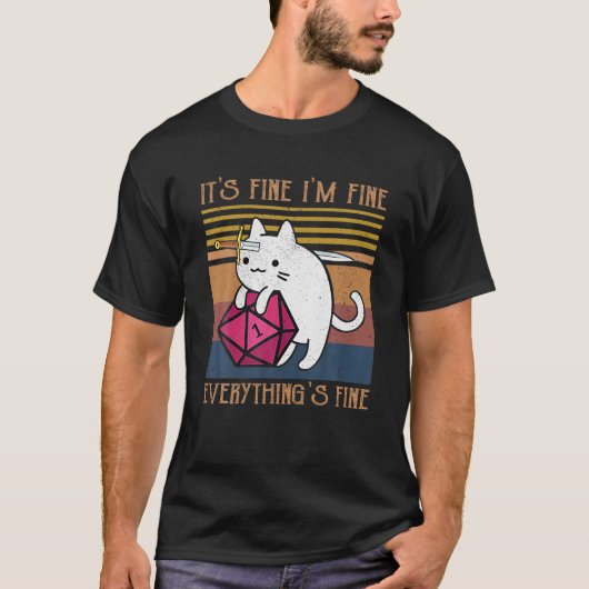 T-shirt Dungeon Crawler Dragon Master Cat I'm Fine Everyth (Devant)