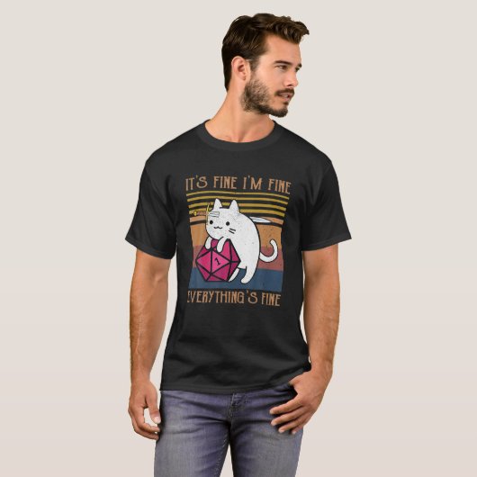 T-shirt Dungeon Crawler Dragon Master Cat I'm Fine Everyth (Devant entier)