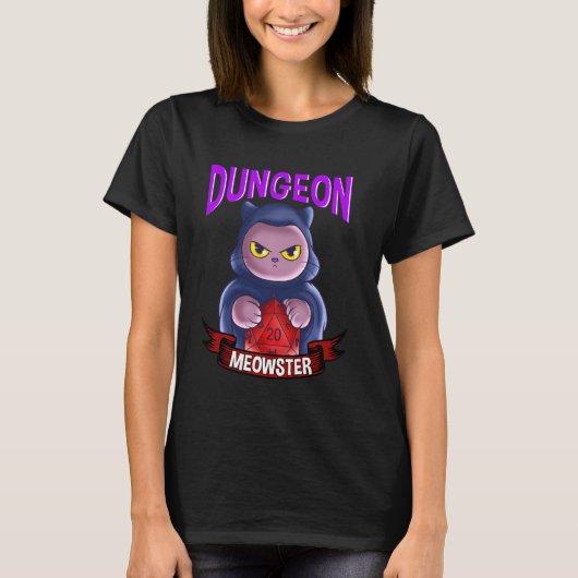 T-shirt Dungeon Meowster Cute & Funny Gaming (Devant)