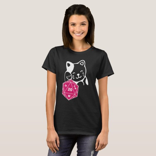 T-shirt Dungeon Meowster D20 Dice Board Jeu Stylo et papie (Devant entier)