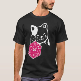 T-shirt Dungeon Meowster D20 Dice Board Jeu Stylo et papie