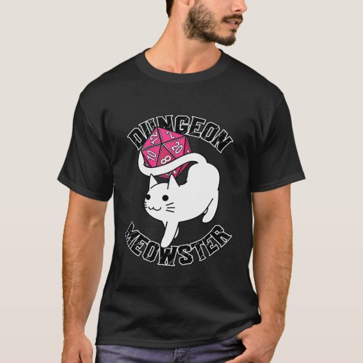 T-shirt Dungeon Meowster Nerdy Cat Gamer (Devant)