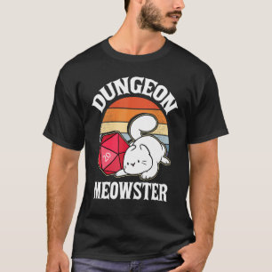 T-shirt Dungeon Meowster Nerdy D20 Dice Nerd Kitten Cat Rp