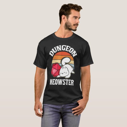 T-shirt Dungeon Meowster Nerdy D20 Dice Nerd Kitten Cat Rp (Devant entier)