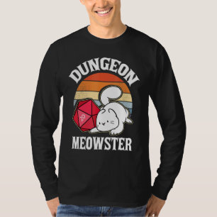 T-shirt Dungeon Meowster Nerdy D20 Dice Nerd Kitten Cat Rp