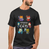T-shirt Dungeons Et Chats RPG D20 Dices Nerds Gamer Chat (Devant)