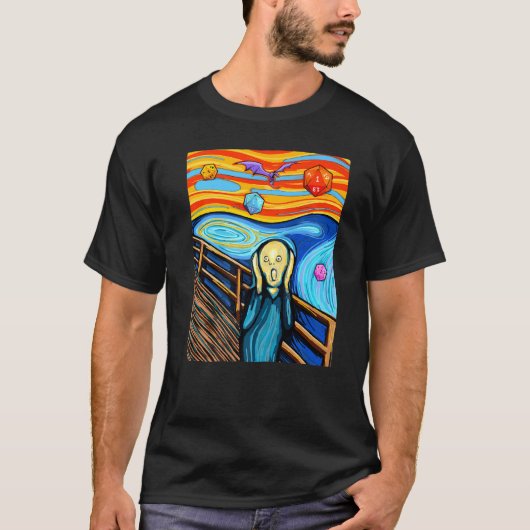 T-shirt Dungeons Munch's The Scream D20 T Dragons (Devant)