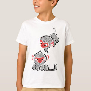 T-shirt Duo de singes asiatiques : assis et grimpant