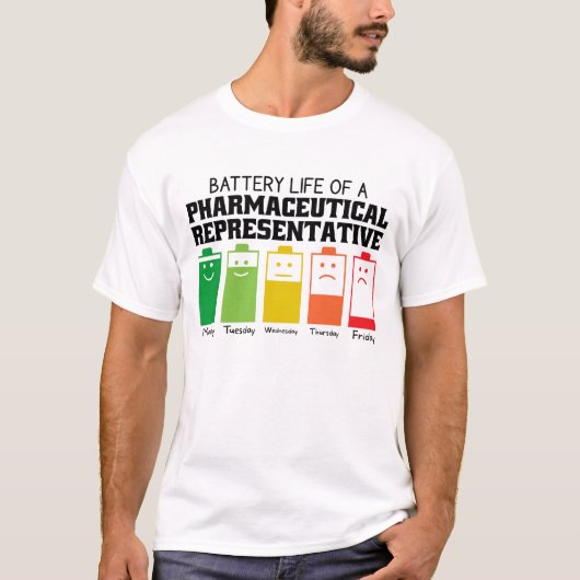 T-shirt Durée De Vie Batterie D'Un Représentant Pharmaceut (Devant)