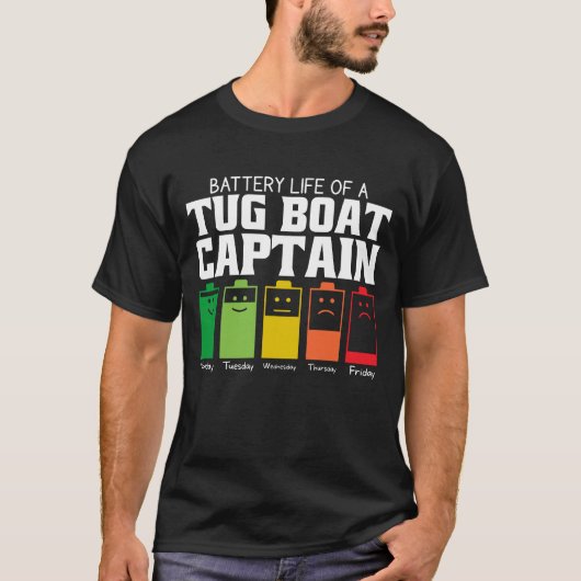 T-shirt Durée De Vie De Batterie D'Un Bateau À Tug Capitai (Devant)