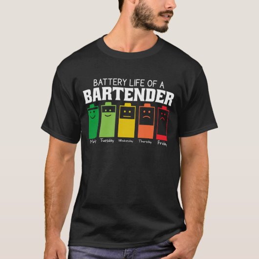T-shirt Durée De Vie De La Batterie D'Un Barman (Devant)