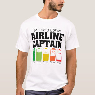 T-shirt Durée De Vie De La Batterie D'Un Capitaine De Comp