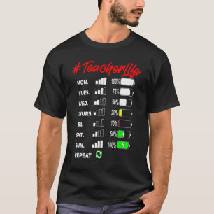 T-shirt Durée de vie de la batterie d'un enseignant #teach