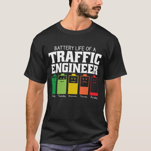 T-shirt Durée De Vie De La Batterie D'Un Ingénieur De Traf (Devant)