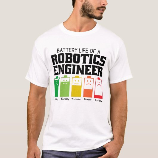 T-shirt Durée De Vie De La Batterie D'Un Ingénieur Robotiq (Devant)