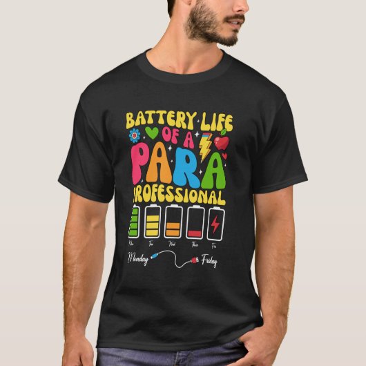 T-shirt Durée de vie de la batterie d'une application para (Devant)