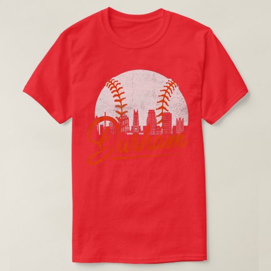 T-shirt Durham Baseball Skyline Bull City Funny Baseball L (Design devant)