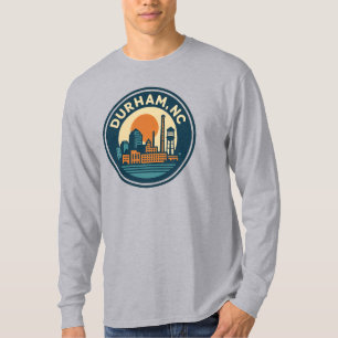 T-shirt Durham, NC Retro Skyline Badge - Vintage Mill Town