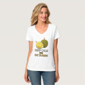 T-shirt Durian : Gardez le calme et mangez du durian (Devant entier)