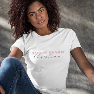 T-shirt Dusty rose gras Script calligraphie Maid of Honor