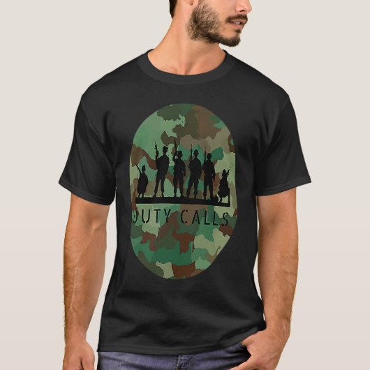 T-shirt Duty Calls Cool Camouflage Soldier Figurines (Devant)
