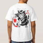 T-shirt Dynamic Japanese Samurai Soccer Cat - Soccer Fans (Dos)