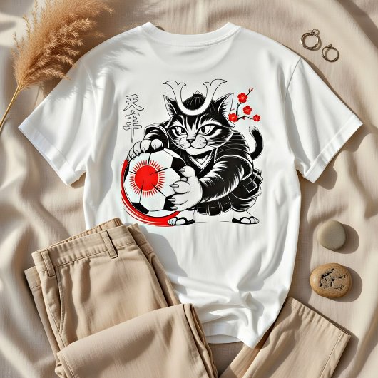 T-shirt Dynamic Japanese Samurai Soccer Cat - Soccer Fans