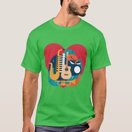 T-shirt Dynamic Music Heart Vibrant Instrument (Devant)