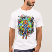 T-shirt Dynamic Tiger Illustration with Vibrant Graffiti A (Devant)