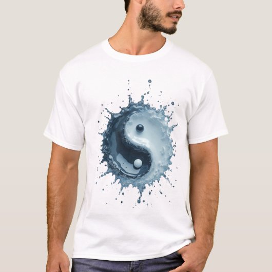 T-shirt Dynamic Water Splash Yin Yang Symbol (Devant)