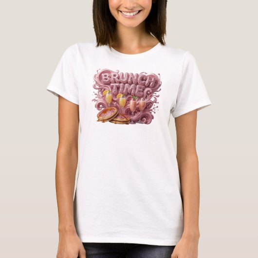 T-shirt Dynamique Rouge HEURE DU BRUNCH Texte en 3D (Devant)