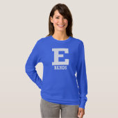 T-shirt E-Bands Mens/Femmes Bleu Long Manches (Devant entier)