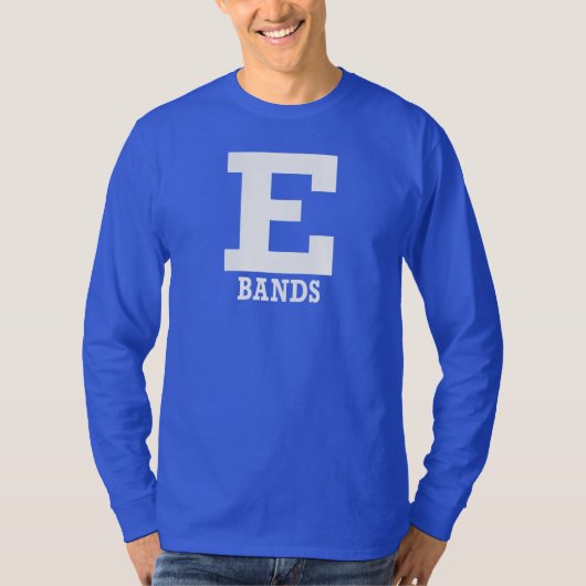 T-shirt E-Bands Mens/Femmes Bleu Long Manches (Devant)