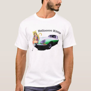 T-shirt E-type pointe avec la fille chaude de chat