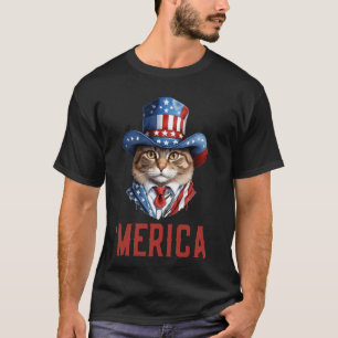 T-shirt É.-U. 'Merica Chat 4 juillet Hommes Femmes Enfants