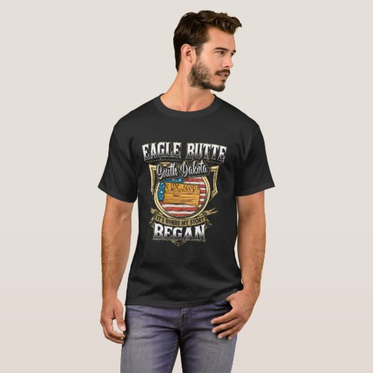 T-shirt Eagle Butte Dakota du Sud États-Unis Drapeau 4 jui (Devant entier)