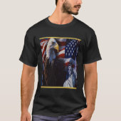 T-shirt Eagle chauve une statue de la liberté un drapeau (Devant)