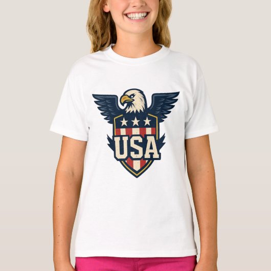 T-shirt Eagle Crest des États-Unis — Bouclier du drapeau V (Devant)