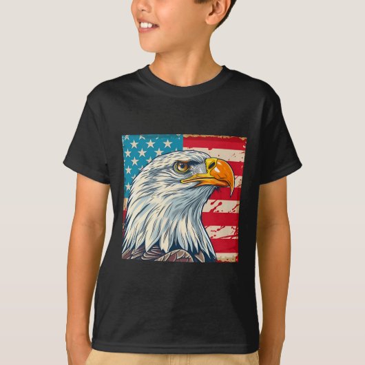 T-shirt Eagle Head Usa Drapeau Us (Devant)